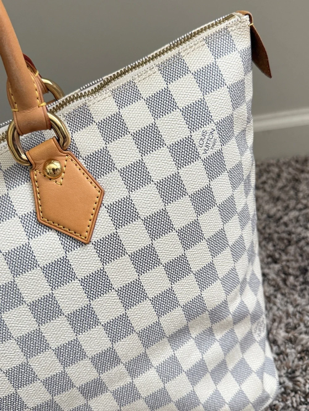 Authentic Louis Vuitton Saleya MM Azur Canvas